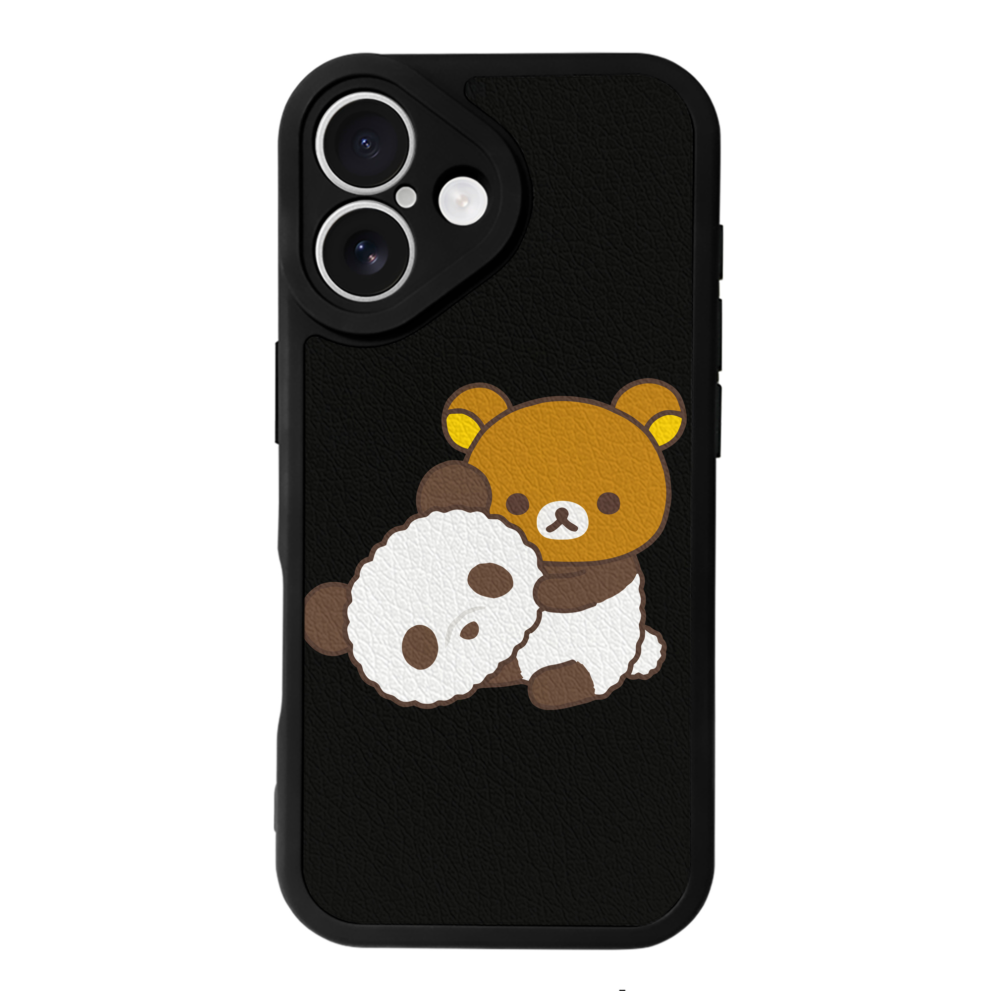 （画像用） リラックマ リラックマ キイロイトリ Rilakkuma Korilakkuma Kiiroitori 【iPhone 16シリーズ対応】シリコンスマホケース（レザー調） 材質：シリコン